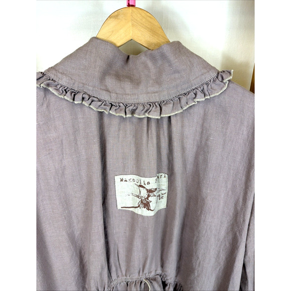 Magnolia Pearl Mauve Boho Ruffle Button Up Top / Jacket #1397 Size One Size - Picture 8 of 10